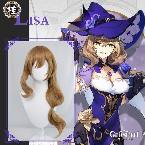 【Pre-sale】Uwowo Game Genshin Impact Lisa Witch of Purple Rose Cosplay Wig The Librarian 70cm Brown Long Wavy Hair