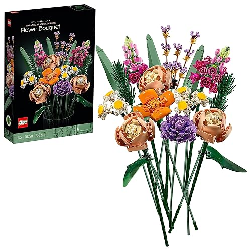 LEGO Botanicals Flower Bouquet - Artificial Flowers Set for Adults incl. Roses, Snapdragons, Poppies, Asters & Daisies - Home Decor Gift for Valentine's Day - Botanical Collection - 10280 - Bouquet