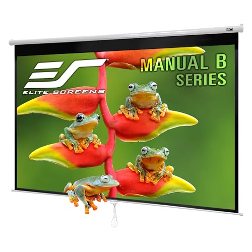 Elite Screens Manual B, 100-INCH 16:10, Manual Pull Down Projector Screen 4K / 8K Ultra HDR 3D Ready Auto-Lock Mechanism, 2-YEAR WARRANTY, M100X