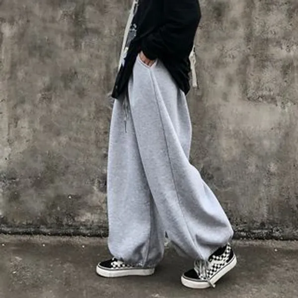 Plain Wide-Leg Jogger Pants