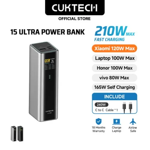 CUKTECH 15 ULTRA 210W 20000mAh Power Bank