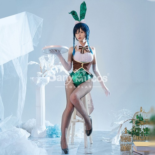 【In Stock】Game Genshin Impact Cosplay Venti in Barbatos Bunny Girl Cosplay Costume - M
