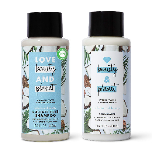 Love Beauty And Planet Volume and Bounty Shampoo and Conditioner, Coconut Water & Mimosa Flower, 13.5 oz, 2 ct - 