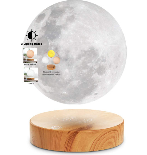 VGAzer Levitating Moon Lamp,Floating and Spinning in Air Freely with 3D Printing LED Moon Light Has 3 Colors Modes(YE,WH,Change from WH to YE) for Unique Gifts,Room Decor,Night Light,Office Desk Toys - Art Deco;Modern;moon lamp;night lamp;table lamp;desk lamp