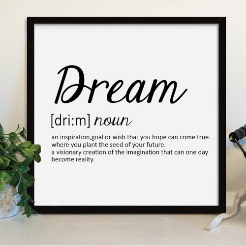 Christmas Wood Sign,Farmhouse Rustic Wood Frame Sign With Inspirational Saying Dream Definition Dictionary Word Meaning Decorative Wood Sign Home Decor Wall Art Plaque Poster Welcome Sign 12"x12" - 12x12 Inch Style-1
