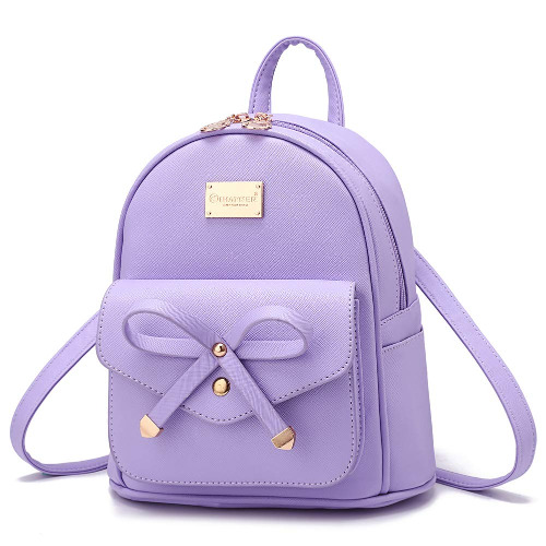 I IHAYNER Girls Bowknot Cute Leather Backpack Mini Backpack Purse for Women - Small Purple