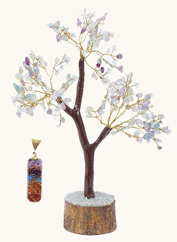 KACHVI Crystal Healing Stones Handmade Green Florite Chakra 250 Gemstones Tree Stone Trees Feng Shui Bonsai Money Crystal Sacral Chakra Healing Feng Shui Home Decor Size 10-12 Inch Gold Wire - Gold Wire
