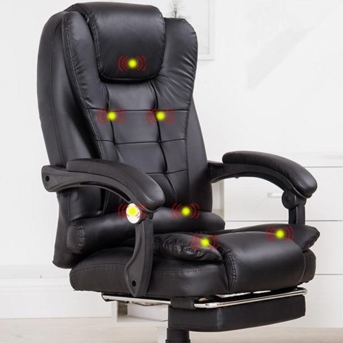 Premium Office Massage Chair with Footrest - Black