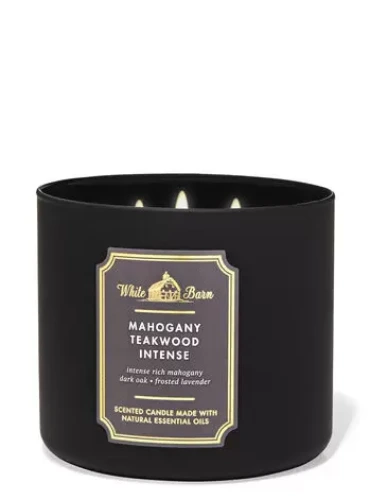 Mahogany Teakwood Intense 3-Wick Candle - White Barn | Bath & Body Works
