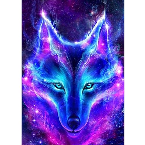 NAIMOER Diamond Painting Kits for Adults, Diamond Painting Wolf Diamond Art Kits 5D Embroidery Arts Craft for Home Decor 11.8x15.7 Inch (Without Frame) - Wolf 01