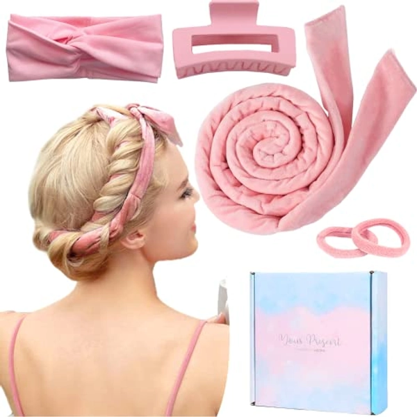 Heatless Curlers Headband For Sleeping Overnight, Heatless Soft Hair Curling Set, No Heat Wave Hair Curlers With Clip Styling Tools For Long Medium Hair