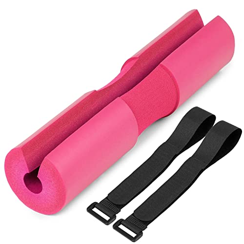 FK Sports Barbell Pad, Barbell Squat Foam, Weight Lifting Squat Bar Padding Foam, Gym Neck Shoulder Protection,Barbell Cushion Pad, Extra Thick Foam, Barbell Squat Pad, Hip Thrust Pad - Pink