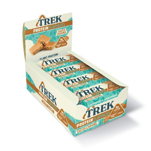 TREK High Protein Flapjack Salted Caramel - Gluten Free - Plant Based - Vegan Snack - 50g x 16 bars