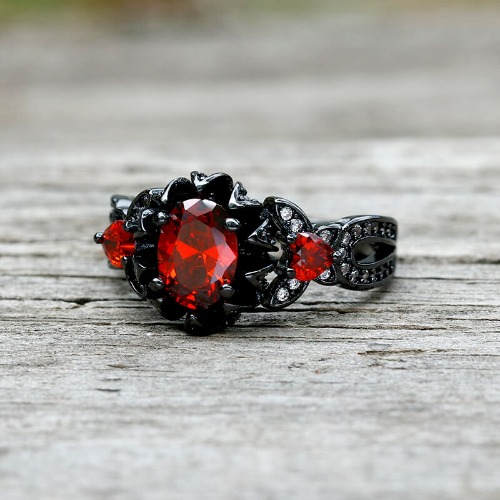 Lotus Zircon Inlaid Brass Gothic Ring - Brass / 10