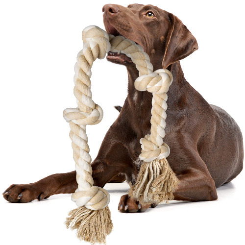 Fida Dog Rope Toys for Large/Medium Aggressive Chewers, Tough Rope Chew Toy, 3 Feet 5 Knots Indestructible Natural Cotton Rope, Tug of War Dog Pull Rope Teeth Cleaning - 5 KNOTS