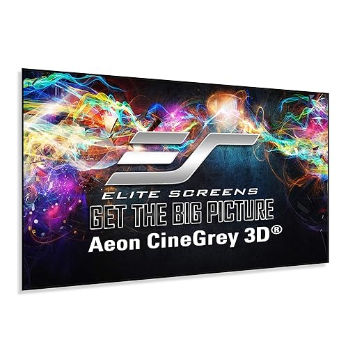 Elite Screens 120 inch CLR/ALR Projector Screen 16:9 4K, Standard Throw Projection, Edge Free Ambient Light Rejecting Fixed Frame Grey for Indoor Movie Screen Home Theater - Aeon CineGrey 3D AR120DHD3 - 120 inch - Standard Throw