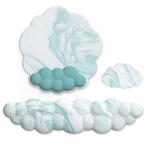 Puffy Cloud Pastel Wrist Rest - Beige White 2 Piece Set
