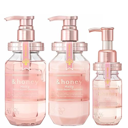 &honey Melty Moist Repair Shampoo, Conditioner & Honey Hair Oil Set | Made with Argan Oil, Honey, Royal Jelly, & Hyaluronic Acid | Free of Sulfates, Parabens, Silicon, Mineral Oils, & Synthetic Dyes