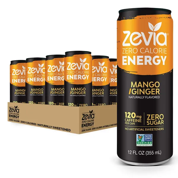 Zevia Zero Calorie Energy Drink Mango & Ginger 12x355ml - 