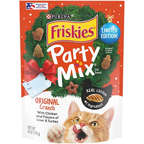 Friskies Party Mix Holiday Cat Treats Original Crunch Holiday Shapes - (1) 6 oz. Pouch - 6 Ounce (Pack of 1) - Other