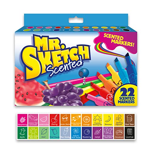 Mr. Sketch Scented Markers, Chisel Tip, Assorted Colors, 22 Count - MARKING
