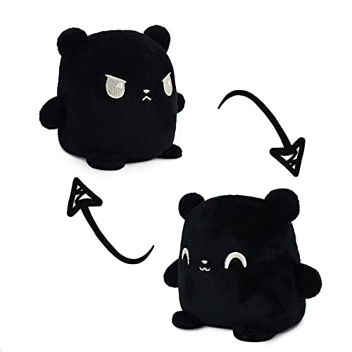 TeeTurtle - Plushmates - Magnetic Reversible Plushies that hold hands when happy - Black Bear - Huggable and Soft Sensory Fidget Toy Stuffed Animals That Show Your Mood - Gift for Kids and Adults! - Black Bear