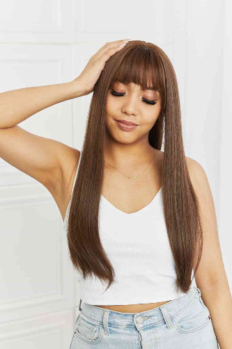 Full Machine Long Straight Synthetic Wigs 26'' - Brown / One Size