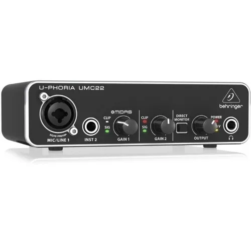 BEHRINGER UMC22 Audiophile 2X2 USB Audio Interface with Midas Mic Preamplifier