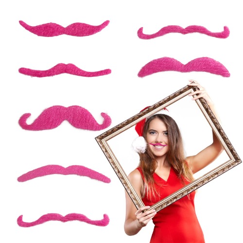 HyperFun 7Pcs Self Adhesive Fake Sticker Mustaches Black Party Mustache Realistic Fake Mustache Set, Hairy Funny Fake Beard