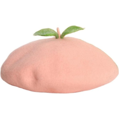 YURI Kawaii Wool Cute Mushroom Berets Hat Painter French Style Cap Accessories Women Gift Winter red - Pink Juicy Peach