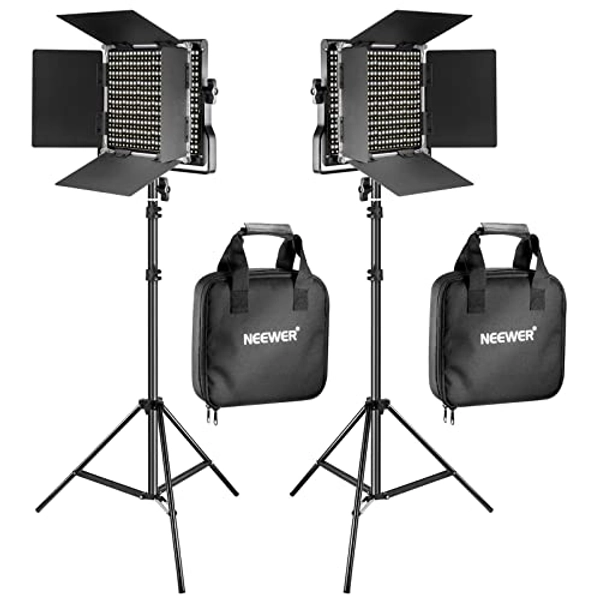 Neewer 2 Kit d’Illuminazione Pannello Luce 660 LED Bicolore Dimmerabile & Cavalletto: Faretto LED 3200-5600K CRI 96+ con Staffa-U & 190cm Cavalletto per Fotografia Registrazioni Video in Studio