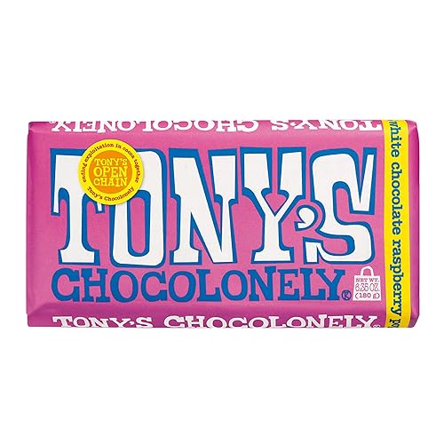 Tony's Chocolonely 28% White Chocolate Bar with Raspberry Popping Candy - Belgium Chocolate, No Artificial Flavoring, Fairtrade & B Corp Certified - 6.35 Oz - 1