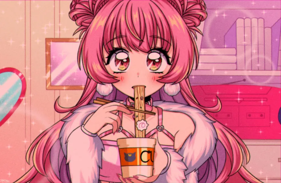 Sailor Moon Ramen 90s YCH Illustration by mintoscola (@mintoscola)