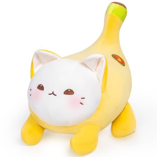 Mewaii Cat Plush Stuffed Animal Plushies, Banana Plush Kawaii Food Plush Stuffed Toy Cat Soft Toys, Gifts for Kids & Adults - 12.2" - Banana Cat