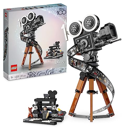 LEGO 43230 Disney Walt Disney Tribute Camera, 100th Anniversary Memorabilia Set for Adults with Mickey and Minnie Mouse Minifigures, plus Bambi & Dumbo Figures, Collectible Gifts for Women and Men - Single