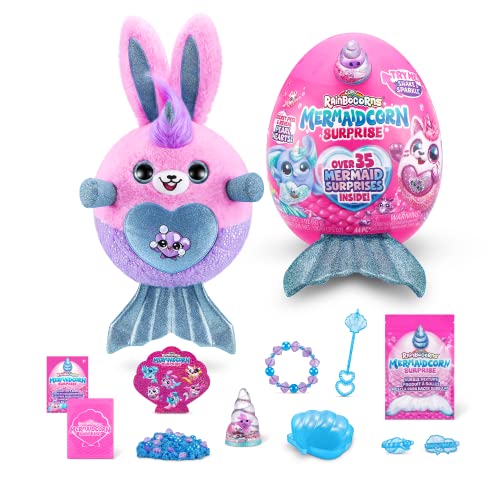 Rainbocorns Mermaidcorn Series 7 Bunny - Collectible Plush - Mermaid Surprises, Cuddle Plush Stuffed Animal, Stickers, (Bunny) - Bunny