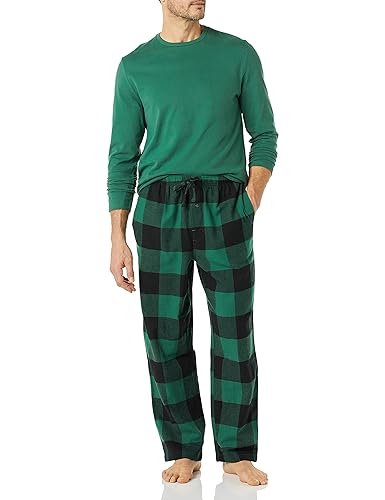 Amazon Essentials Men's Soft Flannel Pajama Sleepwear Set (Available in Big & Tall) - Large - Green/Buffalo Plaid
