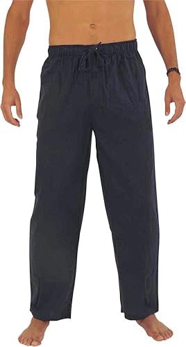 NORTY Flannel Pajama Pants for Men - Comfortable PJ Bottoms for Adults - Men's Sleepwear - Cotton/Poly Blend - Large - Navy Flannel