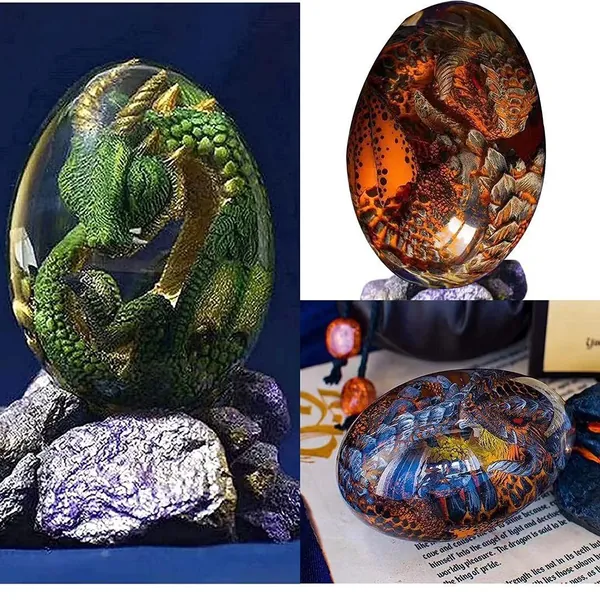 Lava Dragon Egg, Dream Crystal Resin Transparent Dragon Egg, Exquisite and Unique Hand-Sculpted Fire-Bag Dragon Souvenir Desktop Ornaments, Gifts