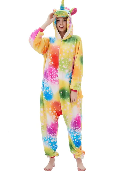 ABENCA Fleece Unicorn Onesie Pajamas for Women Adult Cartoon Animal Christmas Halloween Cosplay Onepiece Costume