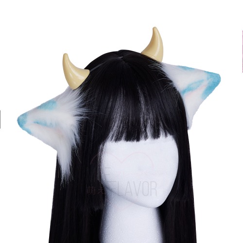 Winter Plush Cow Ears Headband - Blue