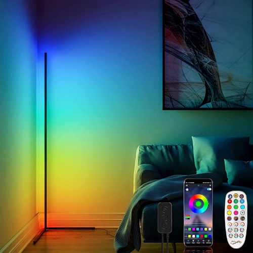 Acrux LED RGB Corner Floor Lamp, Smart APP Control RGB Colorful Floor Ambiance Light with Remote, Music Sync Mood Night Lighting, Home Decoration and Holiday Parties.