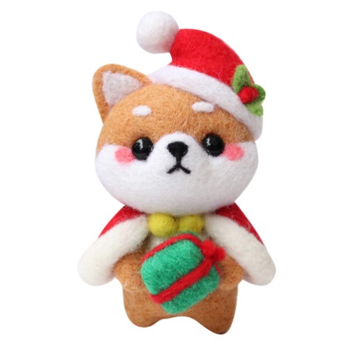 EXCEART DIY Shiba Inu Hund Wolle Filzen Niedlichen Tier Nadel Filz Kit mit Zubehör für DIY Kunsthandwerk (Weihnachten) - Weihnachten