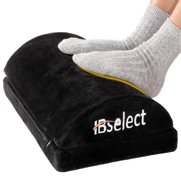 HBselect Füßauflage aus druckausgleichendem Memory Foam und Flannell Fußkissen Fußstütze Fußablage Ergonomisches Fußstützenkissen mit Antrutschbeschichtung 43 x 29 x 10 (+6) cm - Flanell, 2 Teile