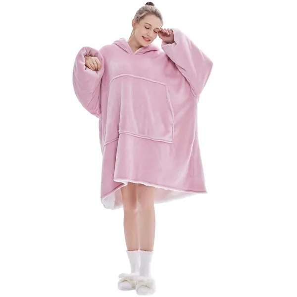 Übergroße Hoodie Sweatshirt, Original Decke Sweatshirt, super weiche gemütliche warme komfortable Riesen-Hoodie, Geeignet Kapuzenpullover für Erwachsene, Männer, Frauen, Jugendliche - Baby Rosa