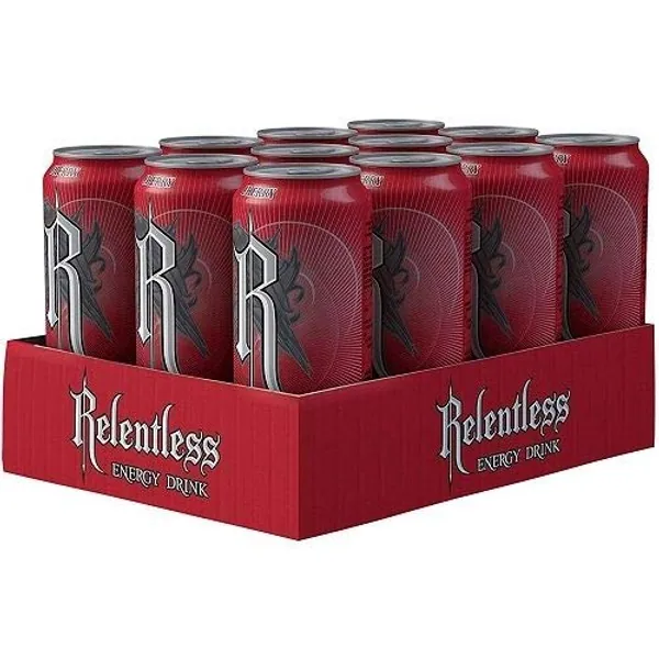 Relentless Cherry Energy Drink Can 500ml (Pack of 12 )
