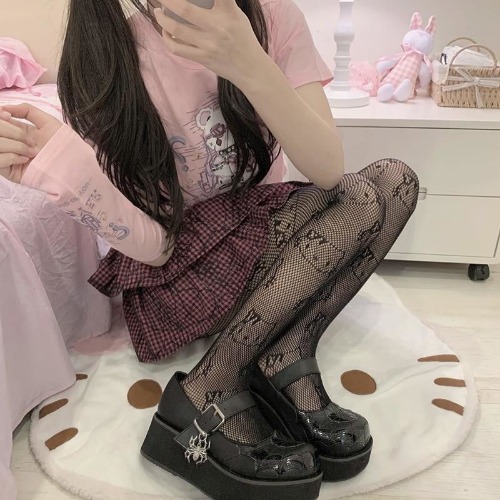 Kitten Fishnets - Black Hello Kitty