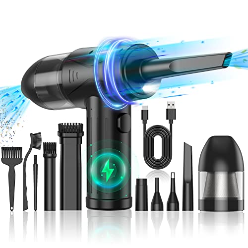 Compressed-Air-Duster-Air-Blower- 110000RPM Air Duster & Vacuum Cleaner 2 in 1- Keyboard Cleaner - no Canned air Dusters- Electric Air Duster - Replaces Compressed Air Cans - Vacuum Cleaner for pc - ‎E1