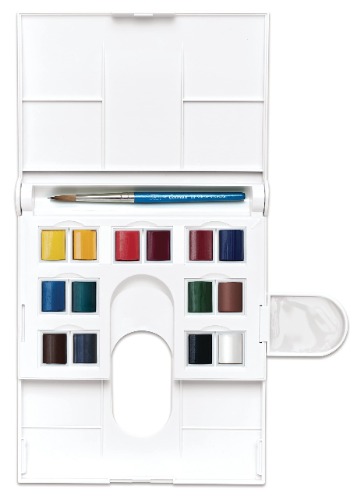 Winsor & Newton Cotman Water Colour Paint Compact Set, Set of 14, Half Pans - Compact Set