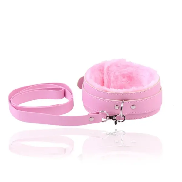 Fur Lined Collar & Leash | Pink